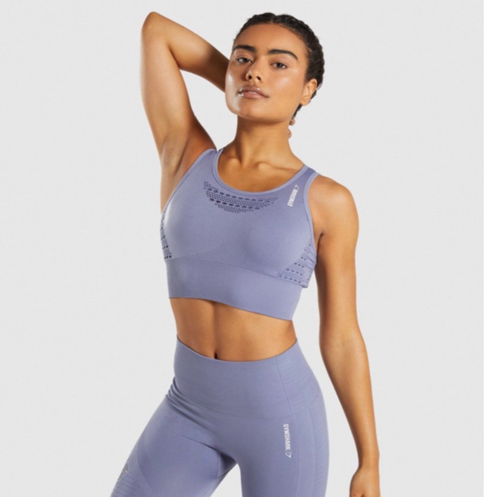 Gymshark Energy Seamless Crop Top Steel Blue